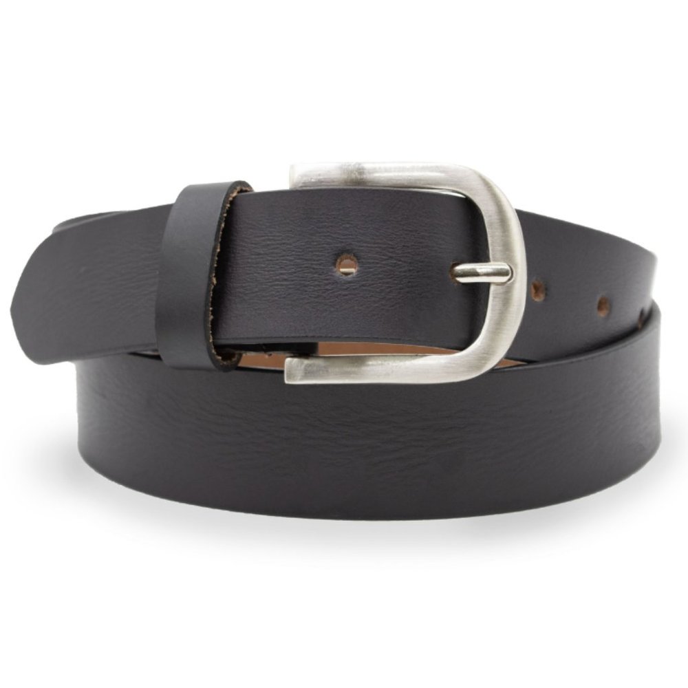 Men Genuine Leather Belt, Black - Picture 4 of 8
